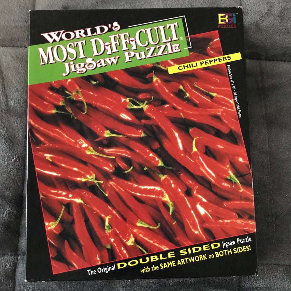 B1 Worlds Most Difficult Puzzle Chili Peppers Double Sided Jigsaw BGI Puzzl…